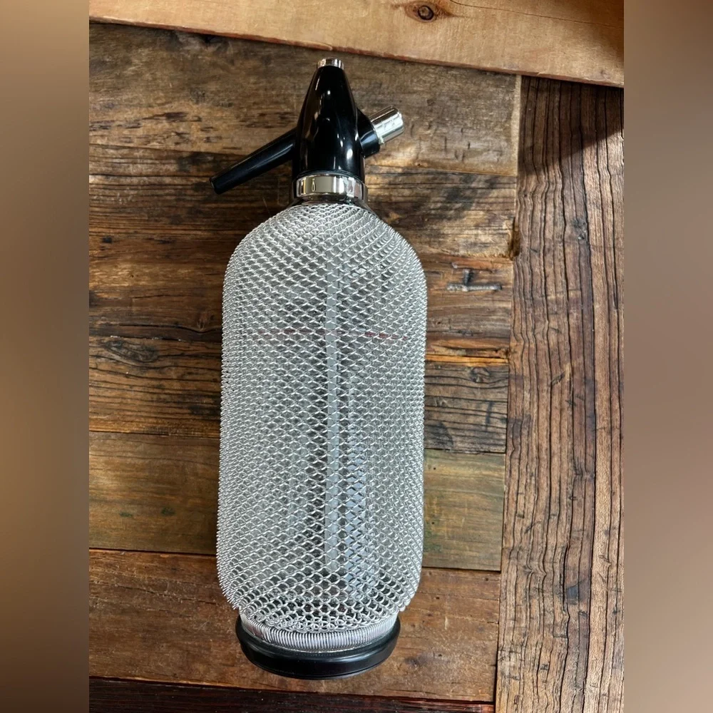 Vintage Classic Soda Siphon Seltzer Glass Bottle with Wire Mesh